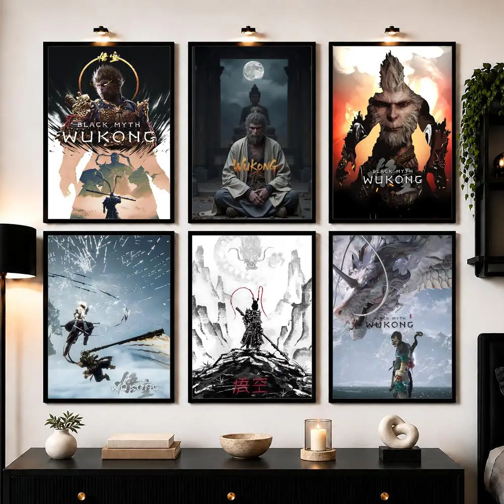 Action Game B-Black Myth Wukong Poster Wall Art Print Sticker for Bedroom Living Room Dorm Office Modern Home Decor