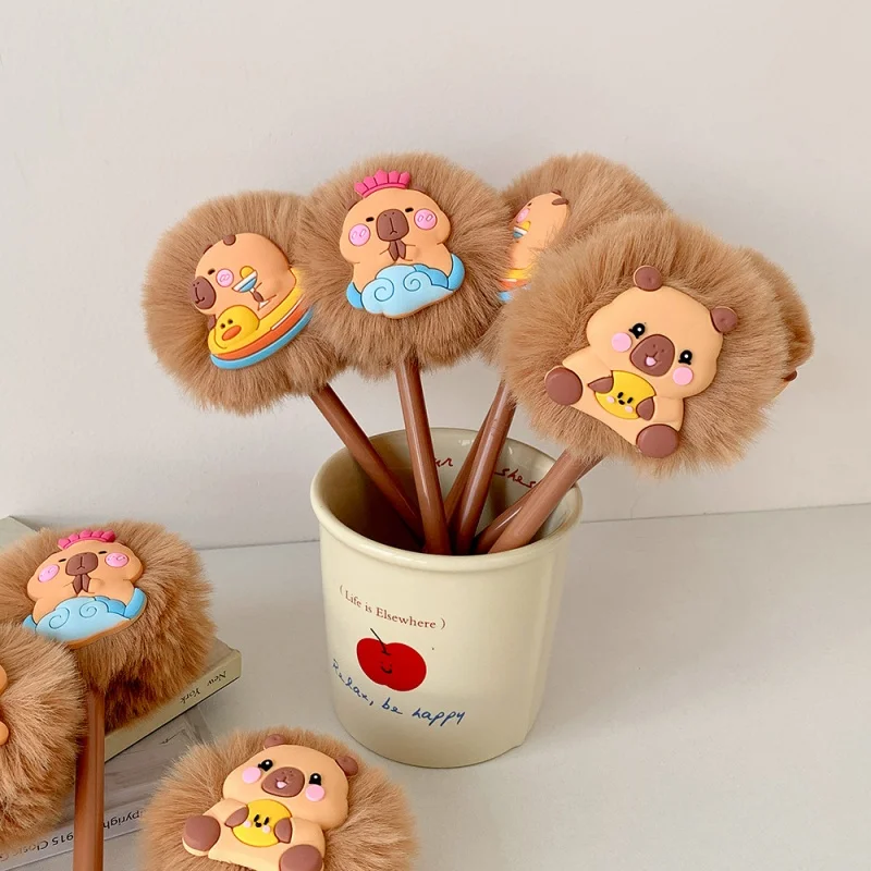 

24pcs/lot Creative Capybara Gel Pen Cute 0.5mm Neutral Pen School writing Supplies Promotional Gift