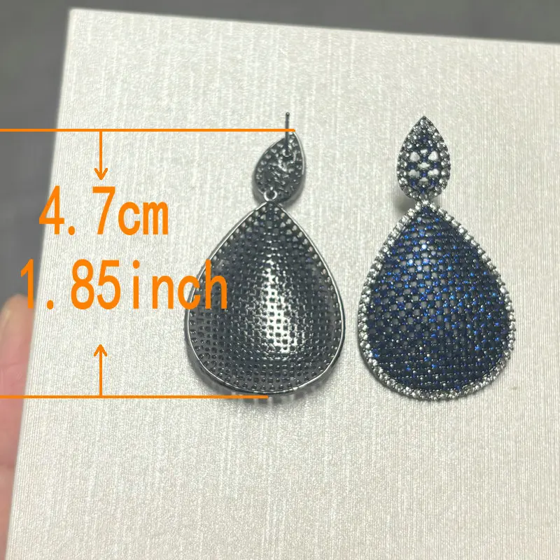 Bilincolor Fashion Royal Blue Oval Zirconia Earring for Women