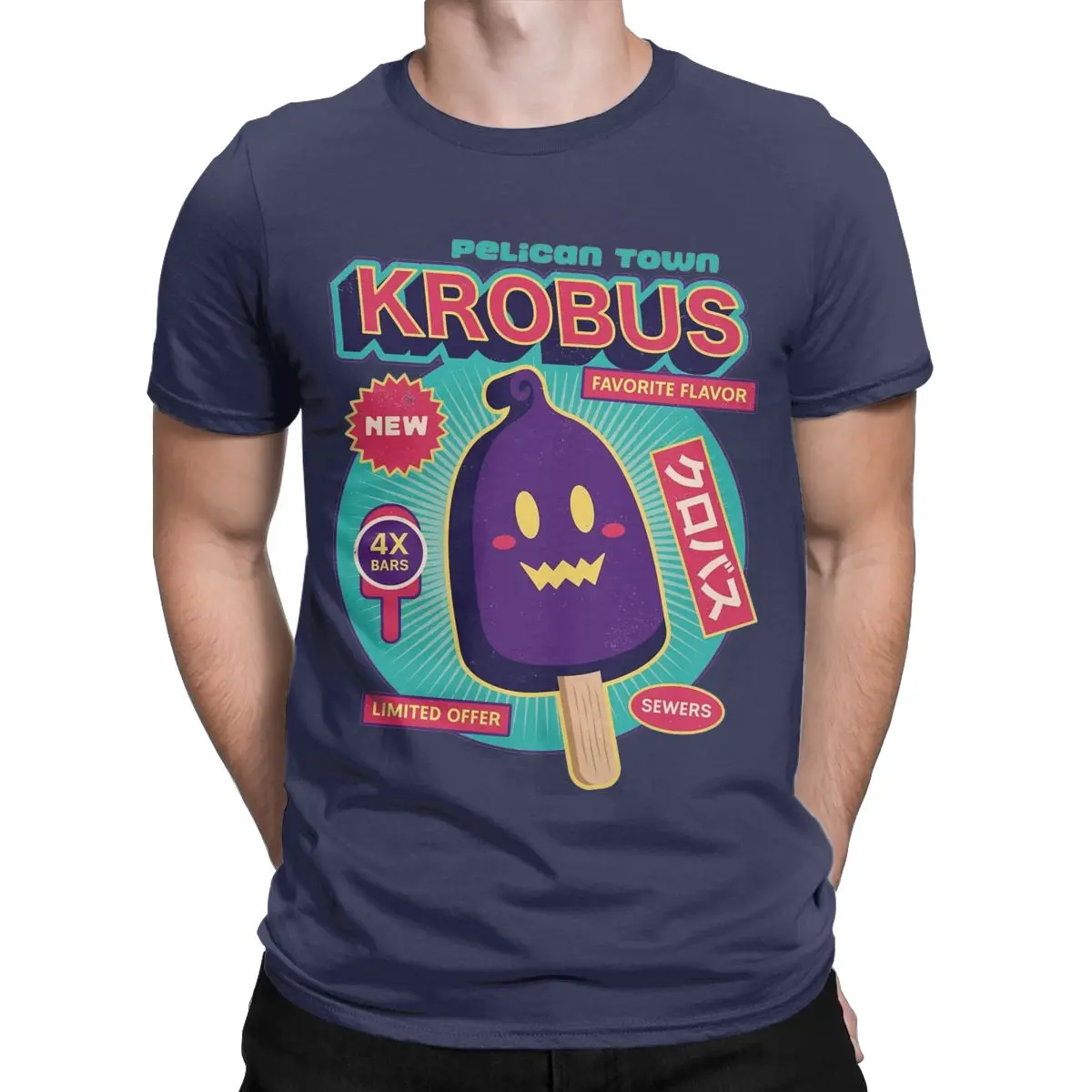 Men Krobus Ice Cream Stardew Valley T Shirt Game Anime Cotton Clothes Funny Short Sleeve Crewneck Tee Shirt Printed T-Shirt