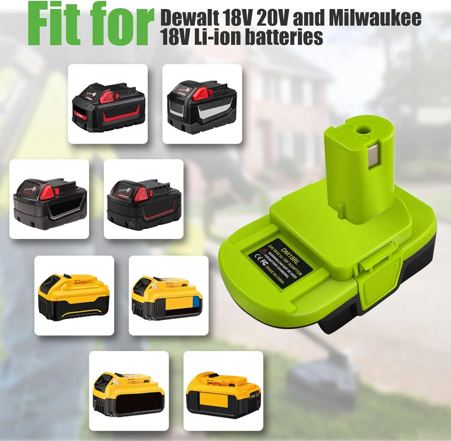 Imagem -04 - Adaptador Conversor de Bateria para Milwaukee Dewalt 20v Max Llithium Converter Bateria para Ryobi Ferramentas Elétricas Broca Dm18rl 18v