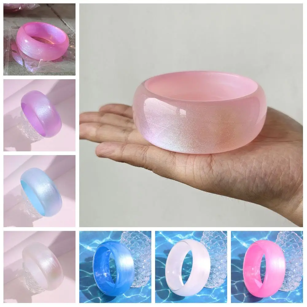 Bohemian Glitter Acrylic Bangle Europe American Style Shiny Jelly Color Wide Bracelet Dopamine Minority Design Retro Hand Ring