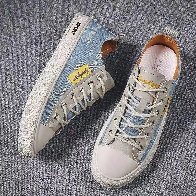 2023 Nieuwe Mannen Vulcaniseer Schoenen Klassieke Jongens Canvas Schoenen Platform Mannelijke Lace Up Sneaker Slip Op Man Casual Schoenen Jeugd jeans Flats