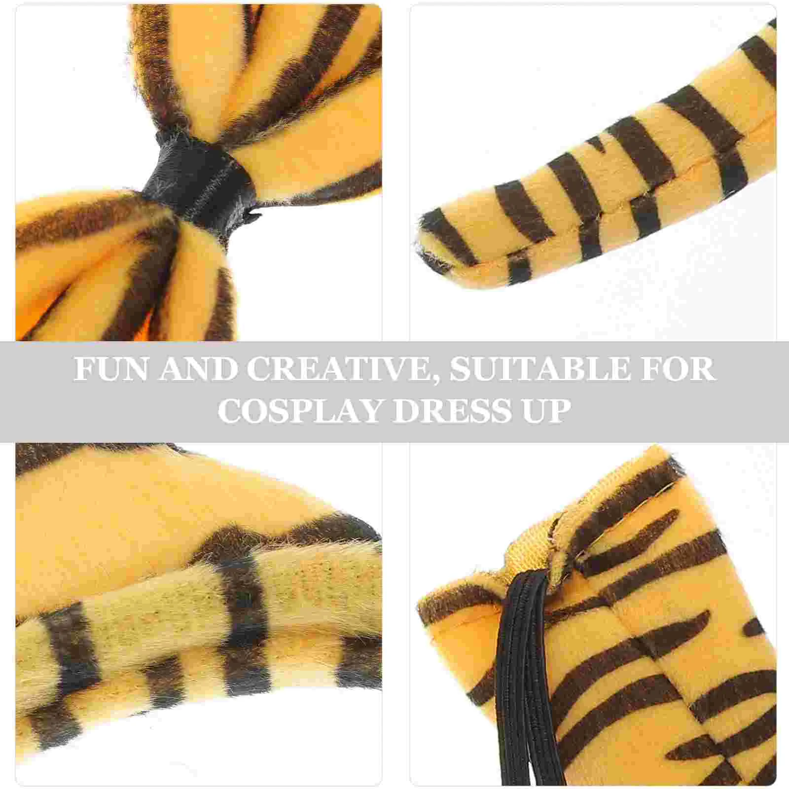 3 Sets Halloween Headband Tiger Costume Accessories Cartoon Ears Animal Tail Bow Tie Kids Clothes