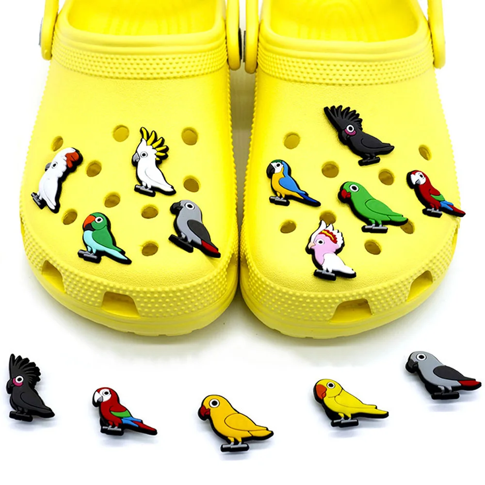 

1-11pcs bird parrot Cartoon Shoes Charms Accessories Fit Clog Backapck Wristbands Shoe Decorate Buckle Kids Gift