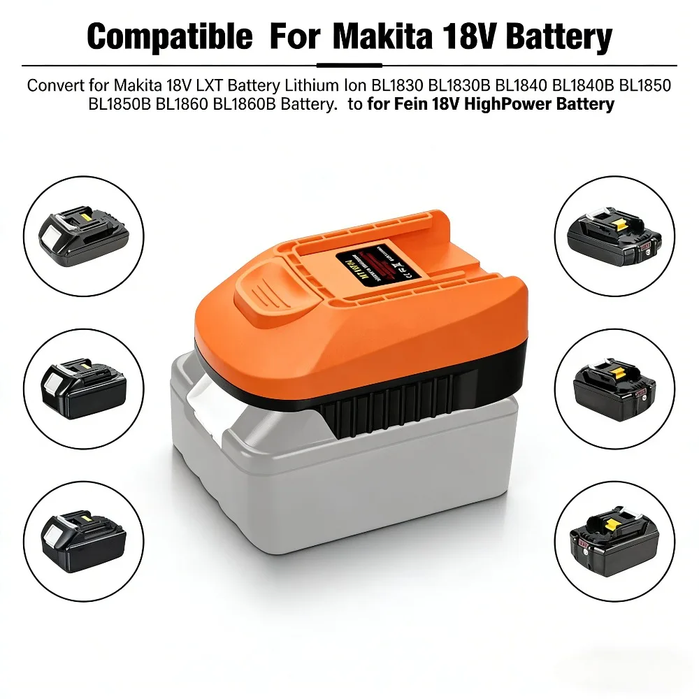 Converter for Fein 18V Tool MT18FIN Battery Adapter for Makita 18V Li-ion Battery to for Fein 18V Cordless Tools