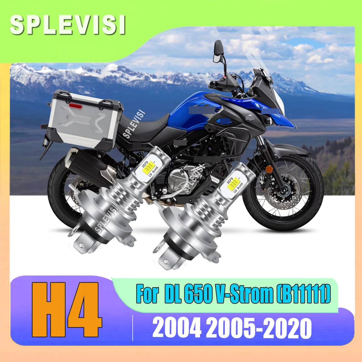 LED H4 White Headlamp Bulbs 70W/Pair For Suzuki DL 650 V-Strom (B11111) 2004 2005 2006 2007 2008 2009 2010 2011 2012 2013-2020