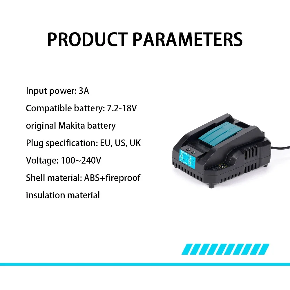 For Makita Power Tool 18V Battery Charger EU/USPlug Portable High Quanlity Smart Fast Li-ion Charging Replacement