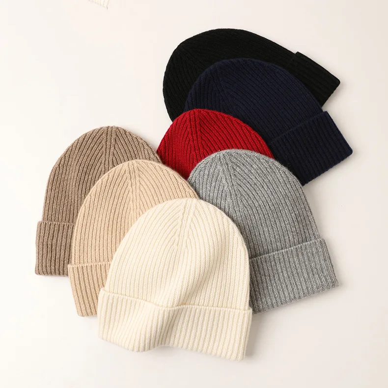 New autumn and winter cashmere knitted cap no brim couple warm windproof hat men's and women's same Korean style bowler