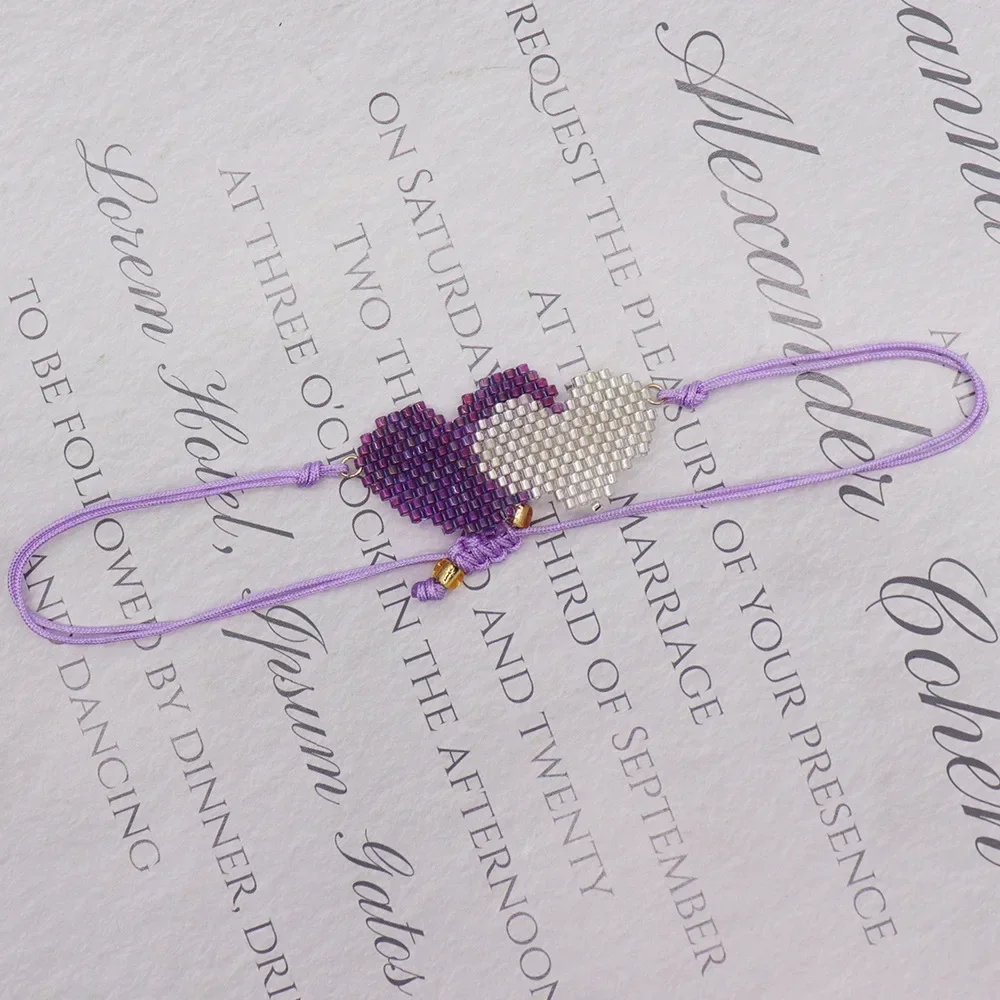ZGMXR Bohemia Rice Bead Bracelet Heart Design Rainbow Hand Woven Adjustable Simplicity Originality Fashion Accessory