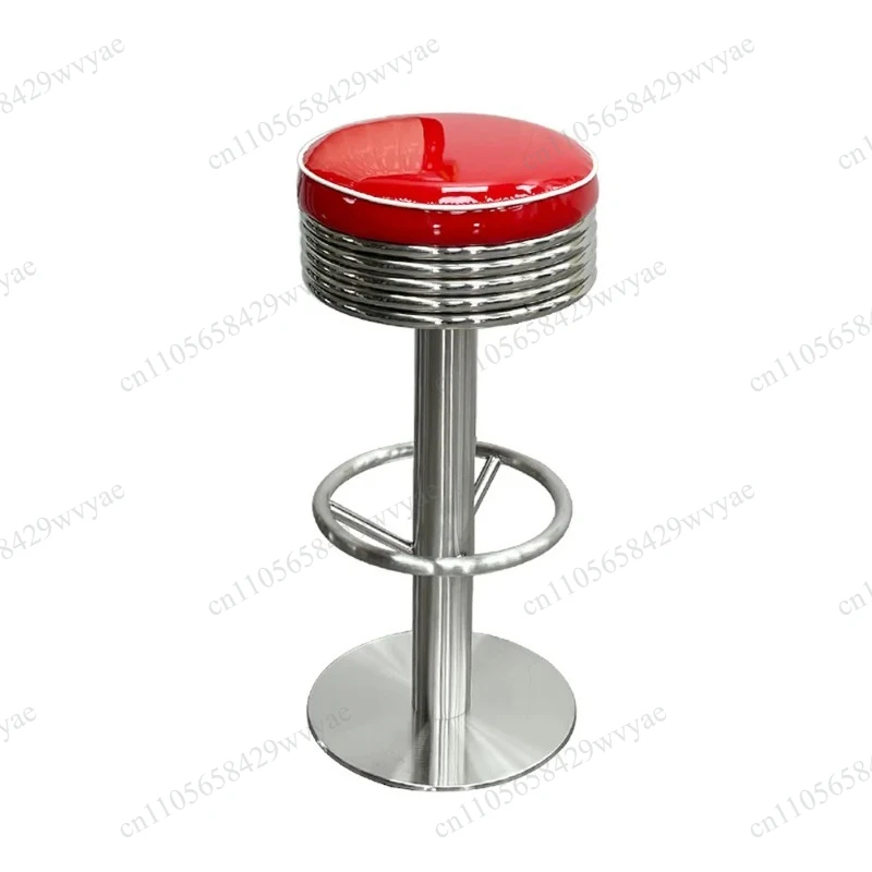 High Quality Simple Stool, American‑Style Stainless Steel Bar Chair for Home Salon General Use