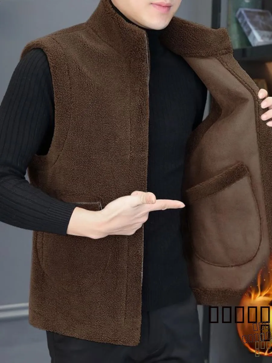 

Мужской двусторонний утепленный кожаный жилет с меховой подкладкой, повседневный, зимний, теплый, модный, для делового стиля