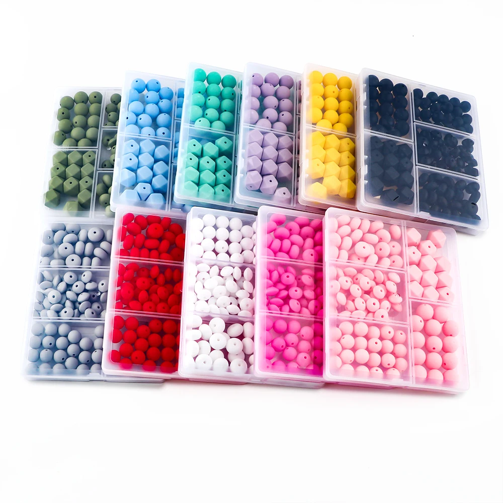 110 pz/set Perline di Lenticchie Esagonali Rotonde in Silicone di Colore Solido Misto per la Produzione di Gioielli Collana Del Braccialetto Portachiavi Ecc Accessori