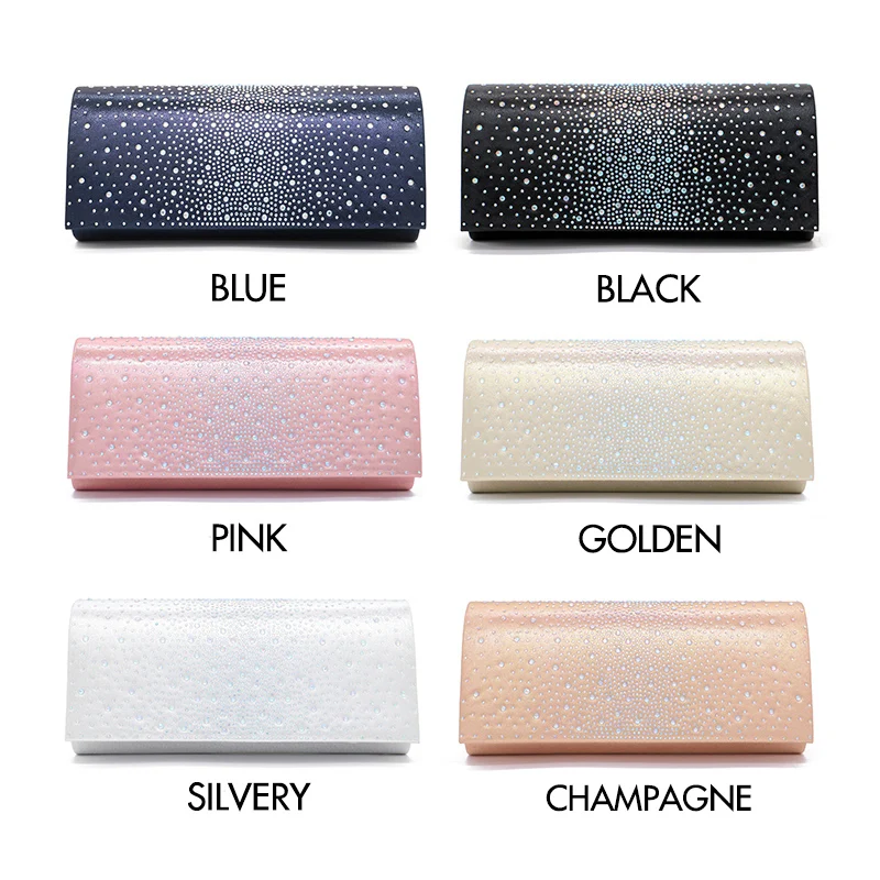 2024 New Style Ladies Evening Bag PU Leather With Rhinestones Celebrity Bag Bride Wedding Dress Fashion Party Women Clutch