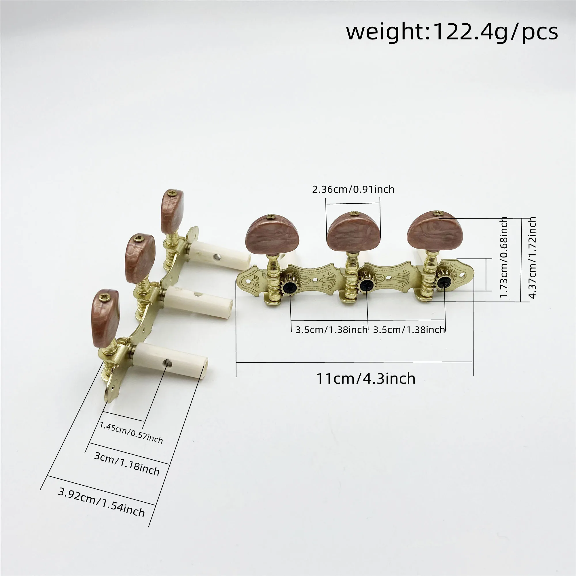 Wooden Guitar Tuning Peg Gold-plated Oval Brown Agate Semi-circular Plastic Tuning Pegs Three-in-One Tuners Guitar Accessories