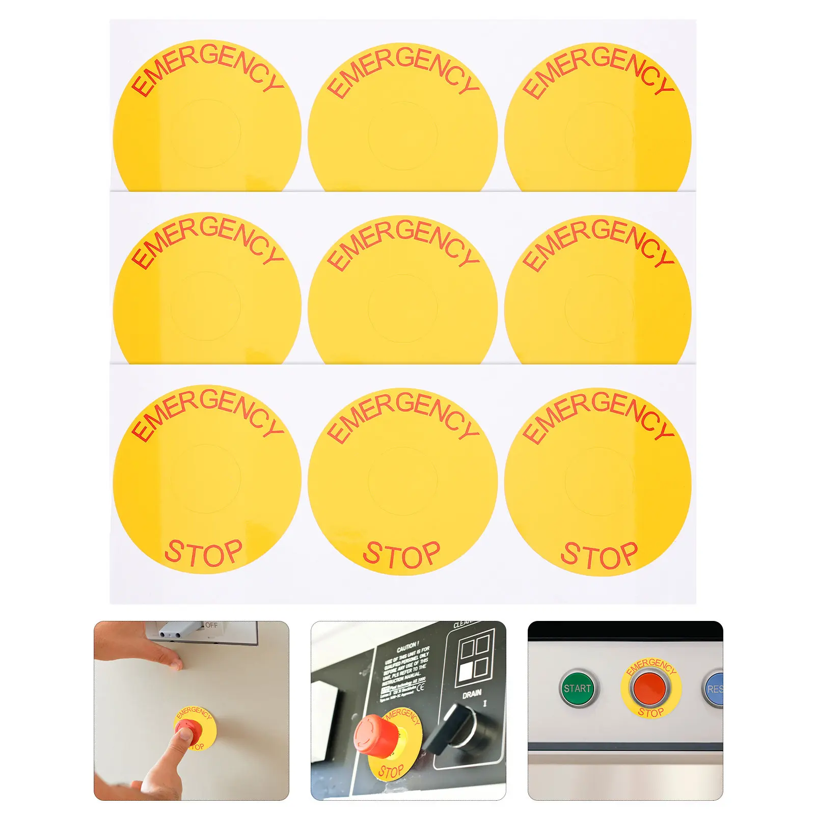 

10Pcs Emergency Stop Signs Stickers Heavy Duty Waterproof PVC Adhesive Warning Labels for Factory Office School Pool