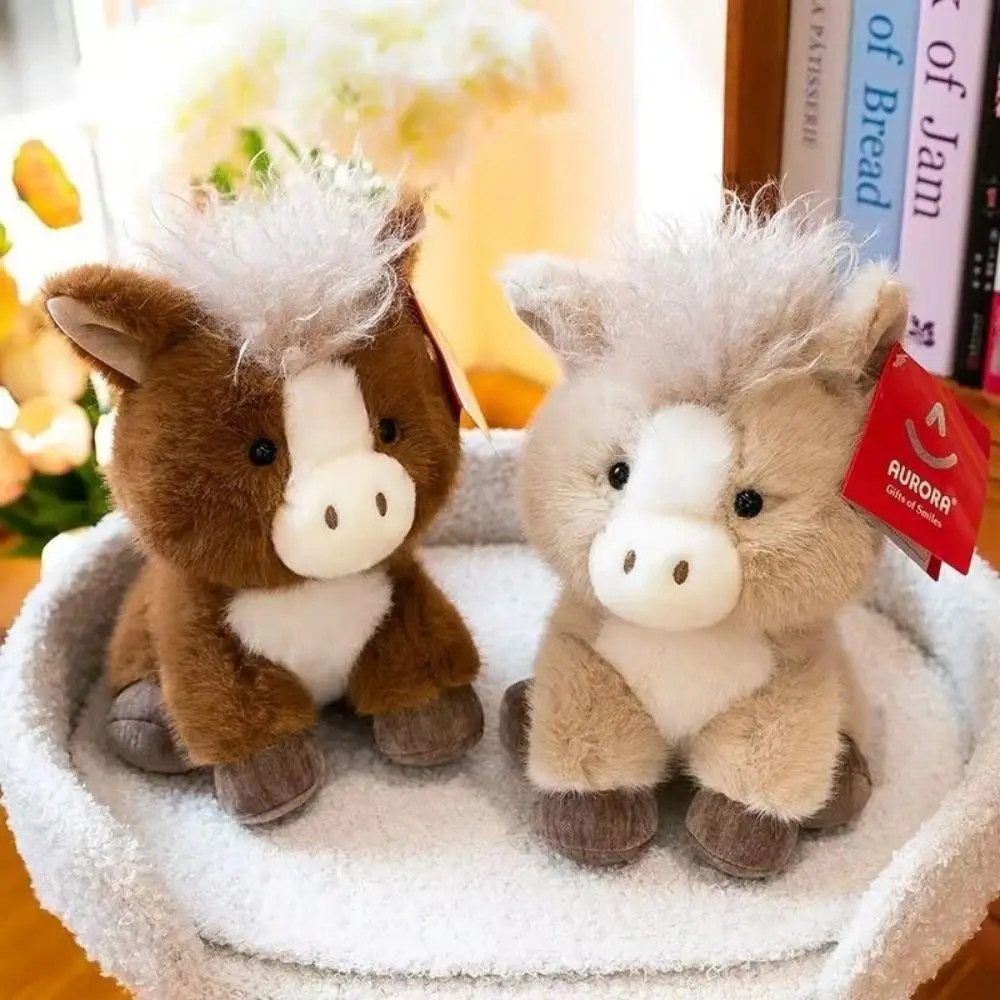 Jouet en peluche cheval debout en coton PP, poupée de poney en peluche douce et moelleuse, confortable et Portable, cheval en peluche à cheveux longs