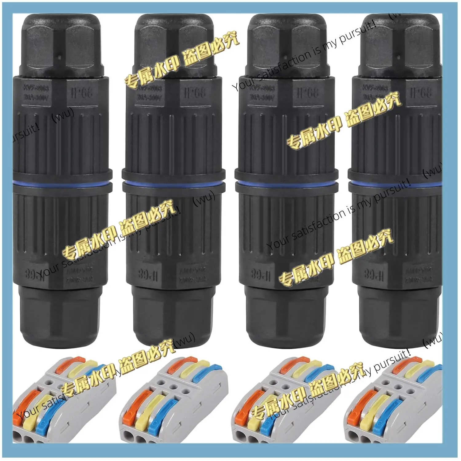 4PCS Waterproof Junction Box, 3 Way Outdoor Electrical Cable Connector, IP68 Waterproof Wire Connector Cable Range Ø 3.5-10mm
