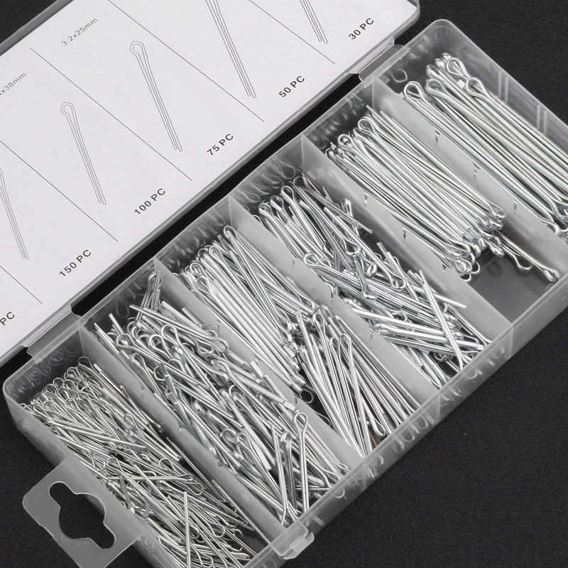 555 Pcs/box M1.5 M2 M2.5 M3 M4 Steel U Shape Type Spring Cotter Hair Pin Split Clip Clamp Tractor Open Elastic Pin for Car