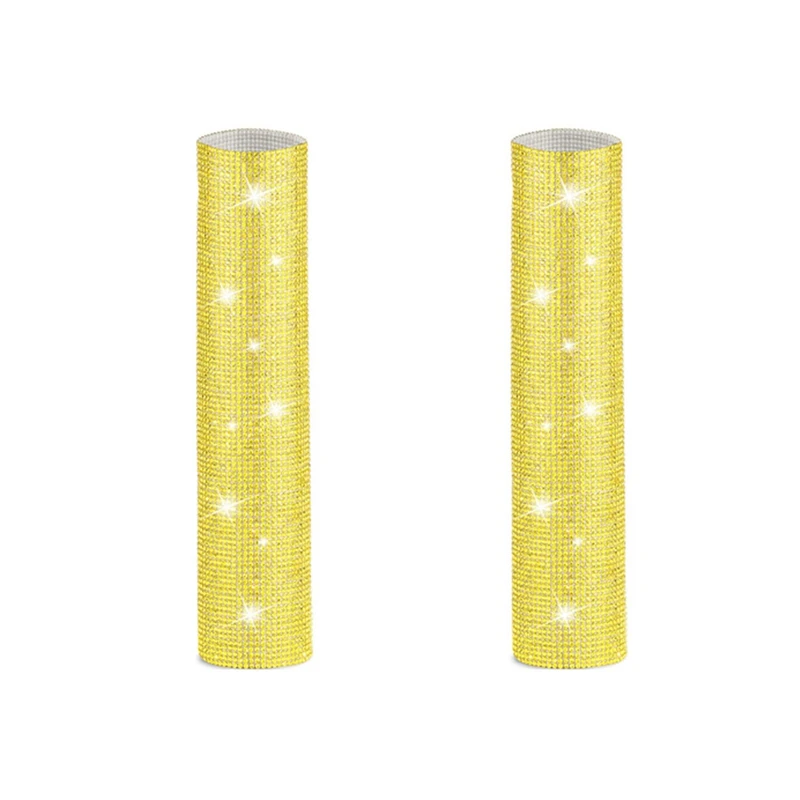 

【Flash Sale】2X Mic Handle Cover,Sparkly Bling Rhinestones Mic Handle Sleeve For Party&TV Show,For Most Wireless Microphones, Gol
