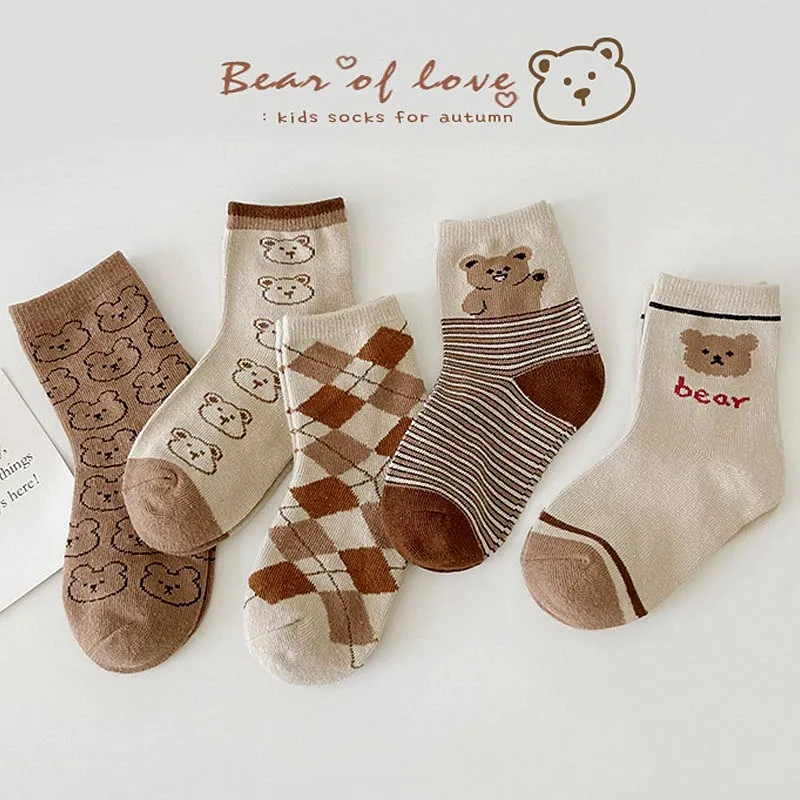 5 Pairs Kid Socks Girls Boys Soft Cotton Socks Spring Autumn Winter Infant Toddler Baby Claf Socks