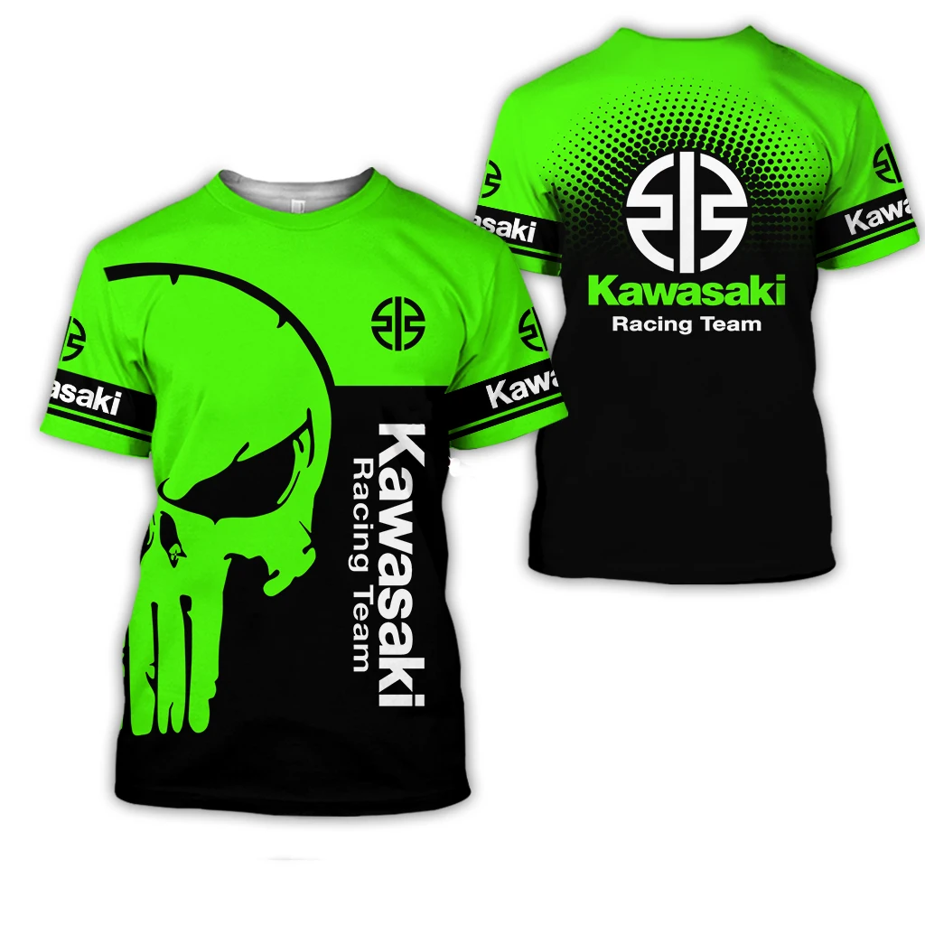 

Summer New Men's Fashion Motorcycle Kawasaki Logo 3d Printed Casual T-Shirt Women's Kid's Street Large Top Streetwear Clothes