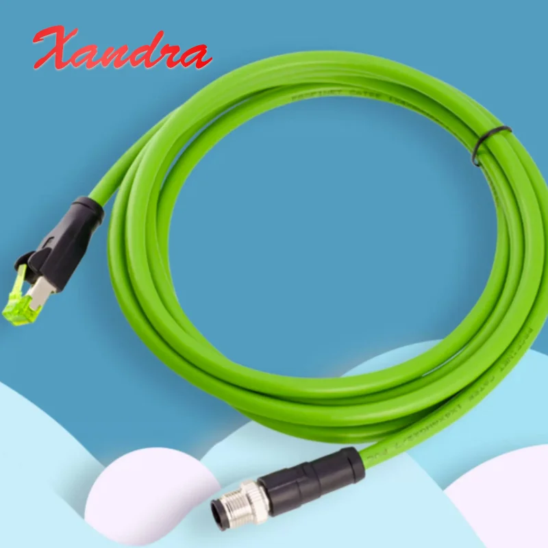 M12 4Pin D-type to RJ45 Connector Cable M12 Male Female Sensor Wire Profinet Cord Cat Ethernet Line forRouter Switch Servo Motor