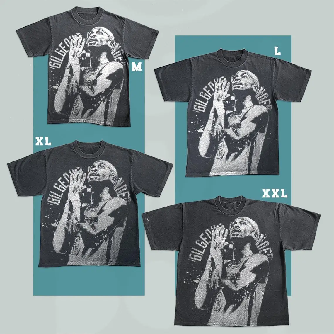 Shai Gilgeous-Alexander Bleached T-Shirt: Faded Black Cotton Unisex Basketball Tee