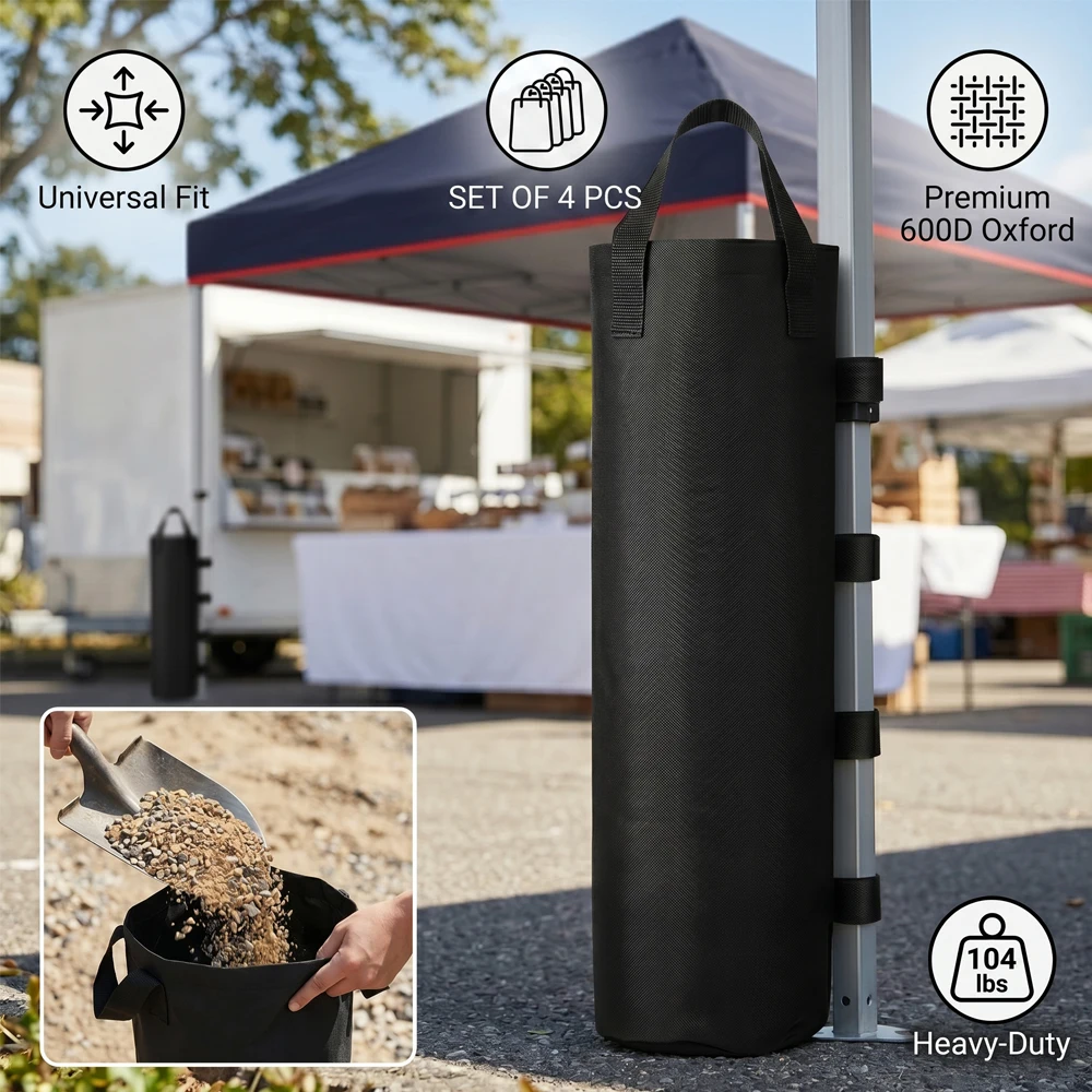 Zeltgewichte Sandsäcke Hochbelastbar 600D Oxford-Gewebe Gewichtssack für Pop-Up-Pavillon Terrassenschirm Outdoor-Marktstand