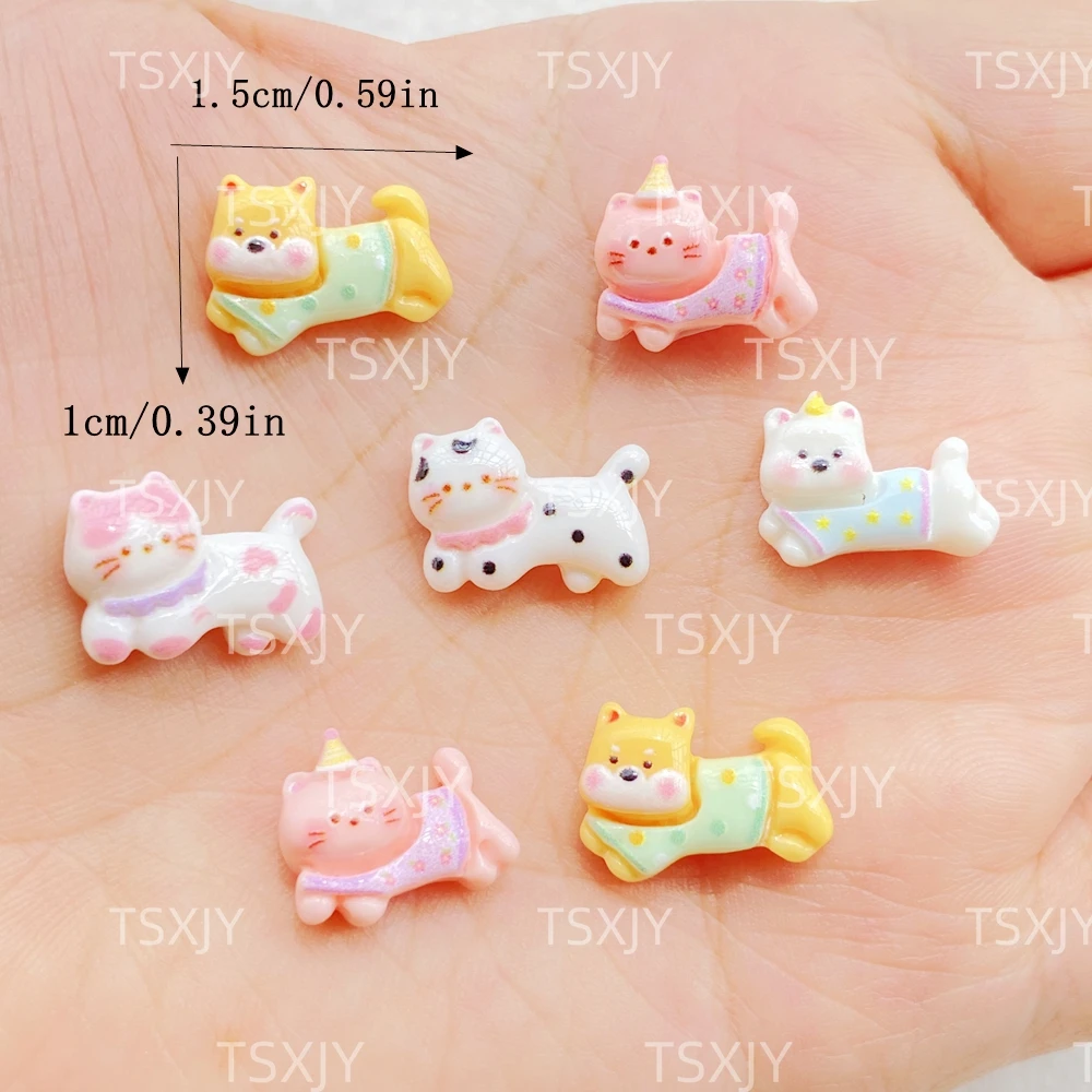 20 قطع مختلطة مسمار الفن الراتنج القط الصغير، الكلب مصمم سحر الراين DIY الحرفية لزينة الأظافر #2