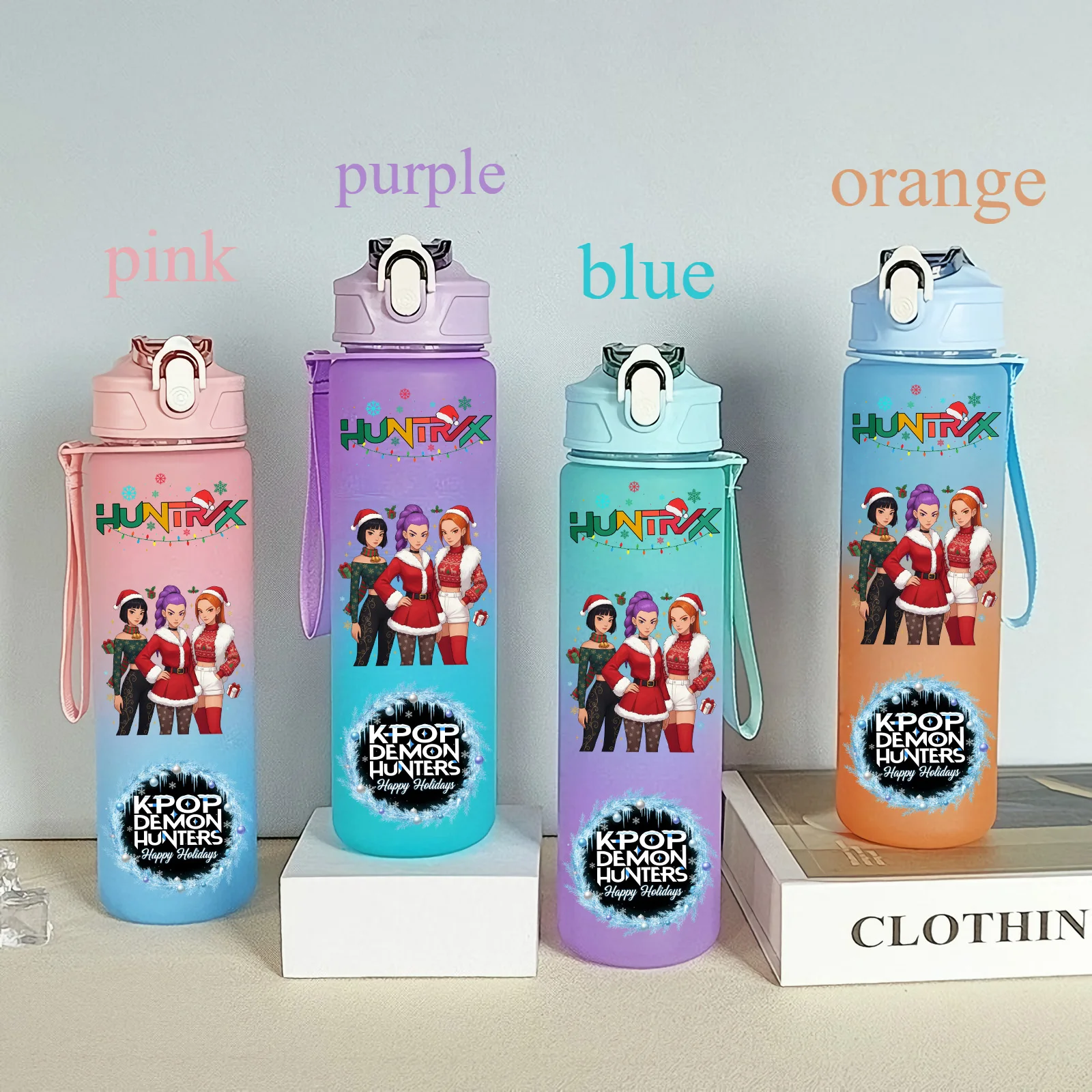 750ML K-pop chasseurs de démons HUNTR X Rumi Mira Zoey Kpop guerrier tasse d'eau de noël K Pop bouteille à boire école Huntrix Gourde