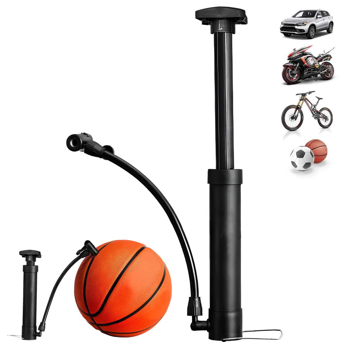 Bomba de aire Manual negra para bicicleta, bomba de aire portátil para neumáticos de bicicleta, bomba de aire para suelo adecuada para inflado de bolas de neumáticos de bicicleta, 1 ud.