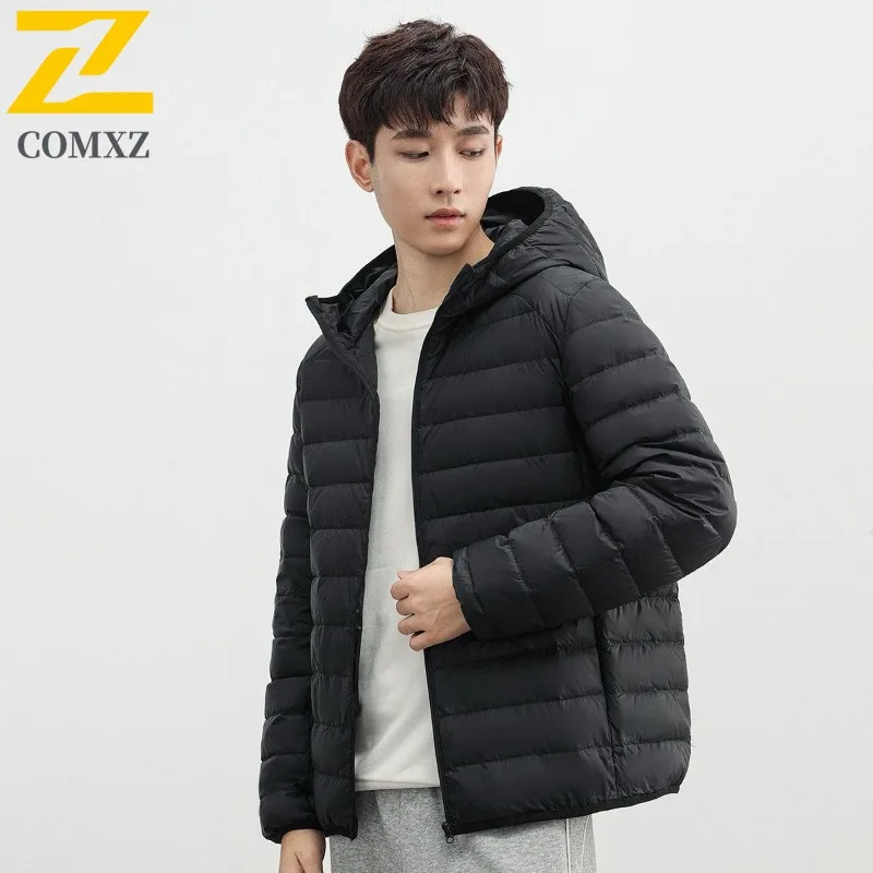 COMXZ High Quality Down Jacket Unisex Couple 80% White Duck Down Detachable Hood Sport Outdoor Parka Stand Collar Cardigan 2025