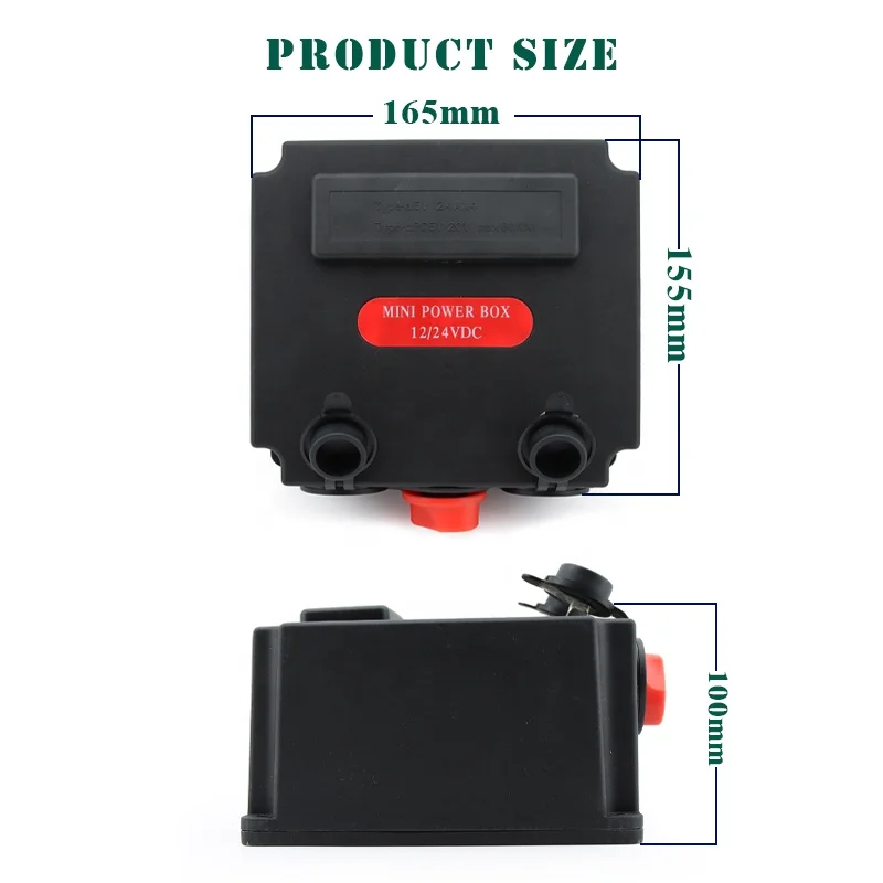 12 Volt DC Power Distribution Box With Mini Battery Isolator Switch+2 Cigarette Lighter Socket and 3 Ander Socket