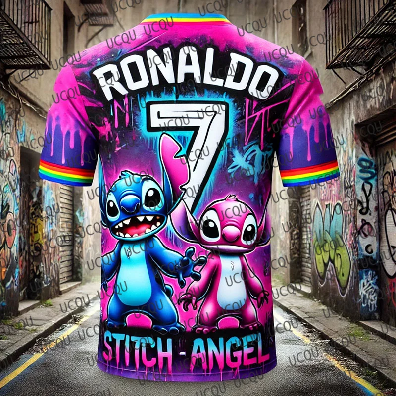 

Special Edition Stitch Angel Graffiti Football Jersey Ronaldo 7 Soccer Tees Training Uniform Breathable Oversize Unisex Tshirt