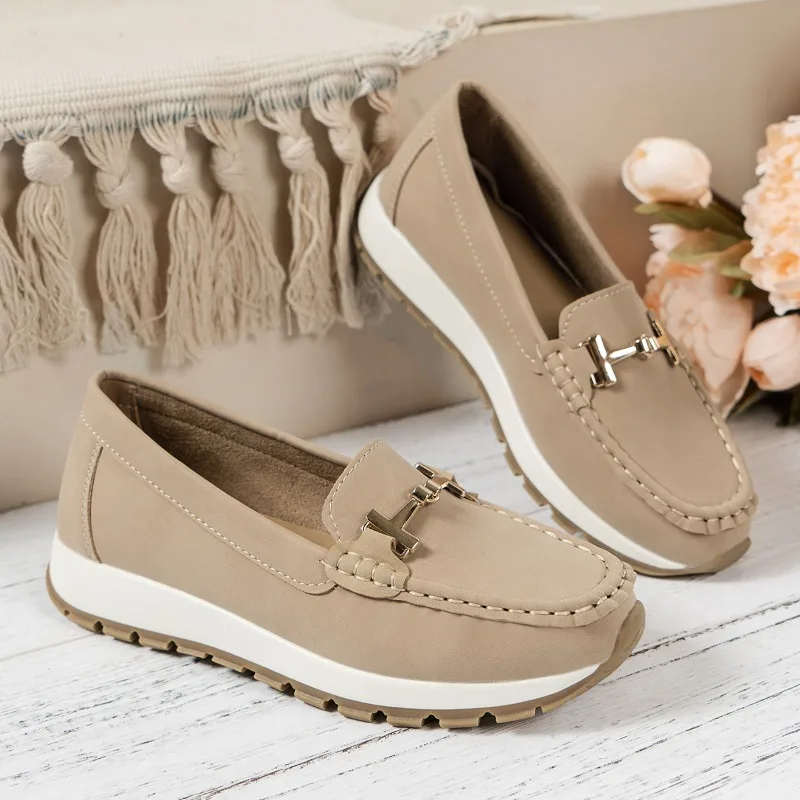 

Женская вулканизированная обувь, женские туфли без шнуровки на плоской подошве, осенние повседневные удобные лоферы на мягкой подошве с круглым носком, Zapatillas Mujer
