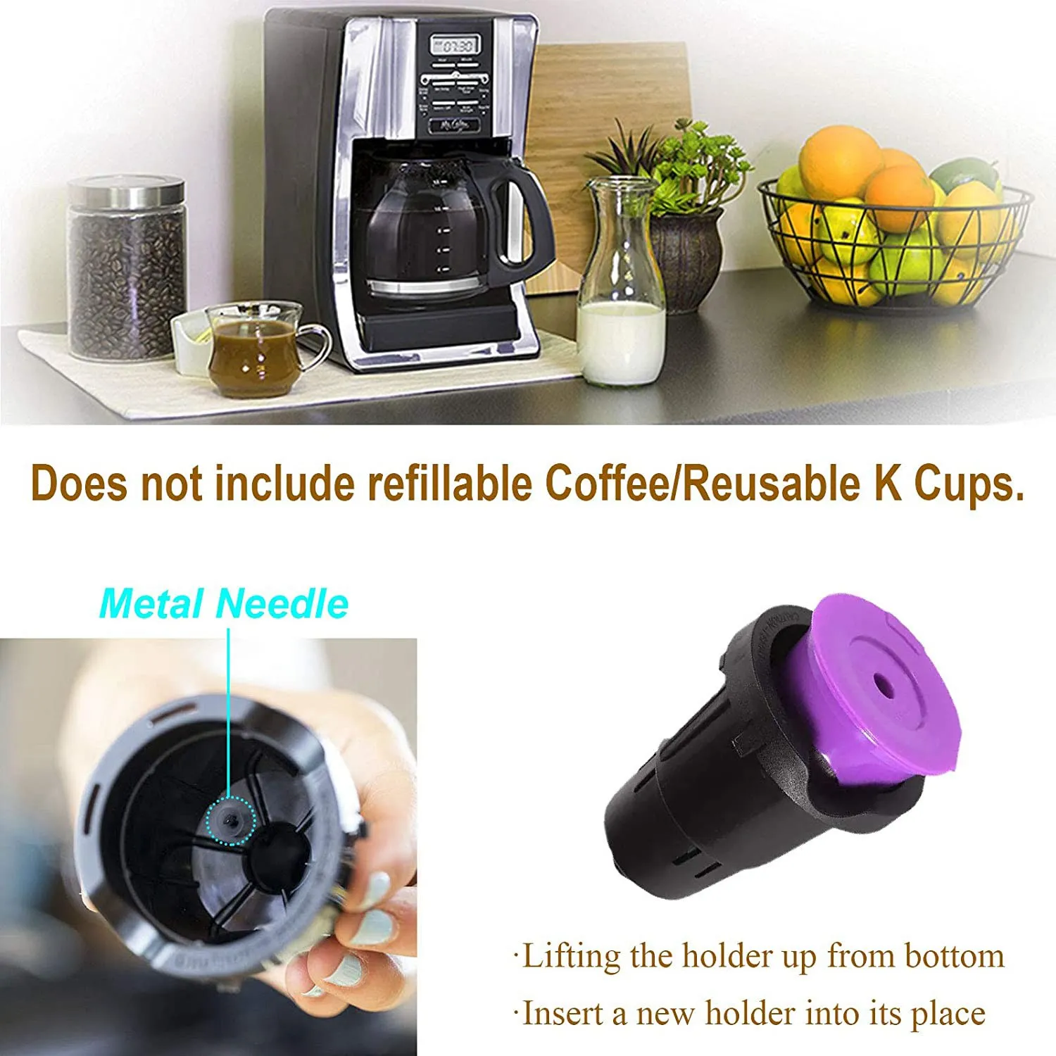 A01F-2 قطعة K كوب حامل القهوة إبرة متوافقة مع Keurig Pod Brewer K10 K40 K45 K60 K65 K70 K75 K77 K79