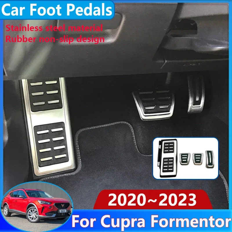 

Car Foot Pedal Pad For Cupra Formentor 2023 Accessories 2022 2021 2020 Non-slip Rubber Restfoot Stainless Steel Protection AT MT