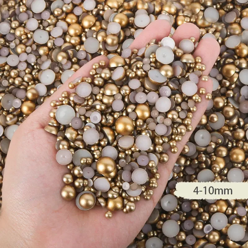 Mix Size Flat Back AB Pearls ABS Bead 1000PCS 3 4 5 6 8mm Imitation Pearl Half Round Beads for DIY Nail Art Crafts Decoration