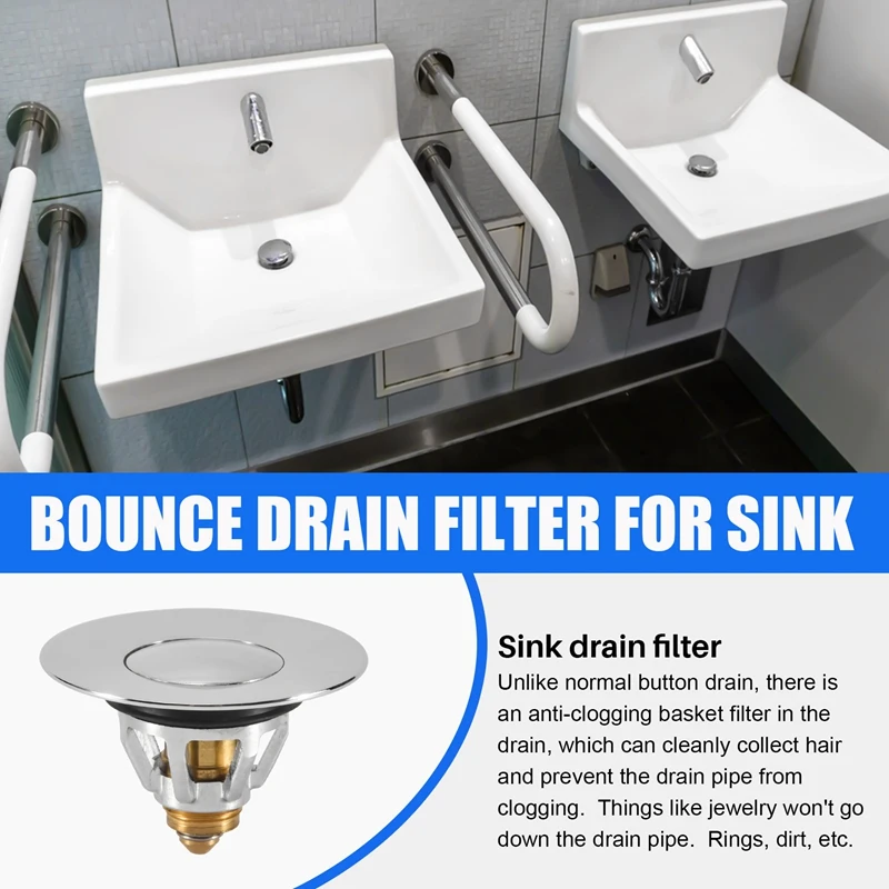 JHD-Stainless Steel Drain Strainer Hinged Filter With Spherical Core Pressure Basin Universal Edition