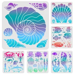 Conch Seashell Drawing Stencils Reusable Sea Creatures Stencil Templates for Painting on Wood Tile Paper Fabric Floor Wall Decor