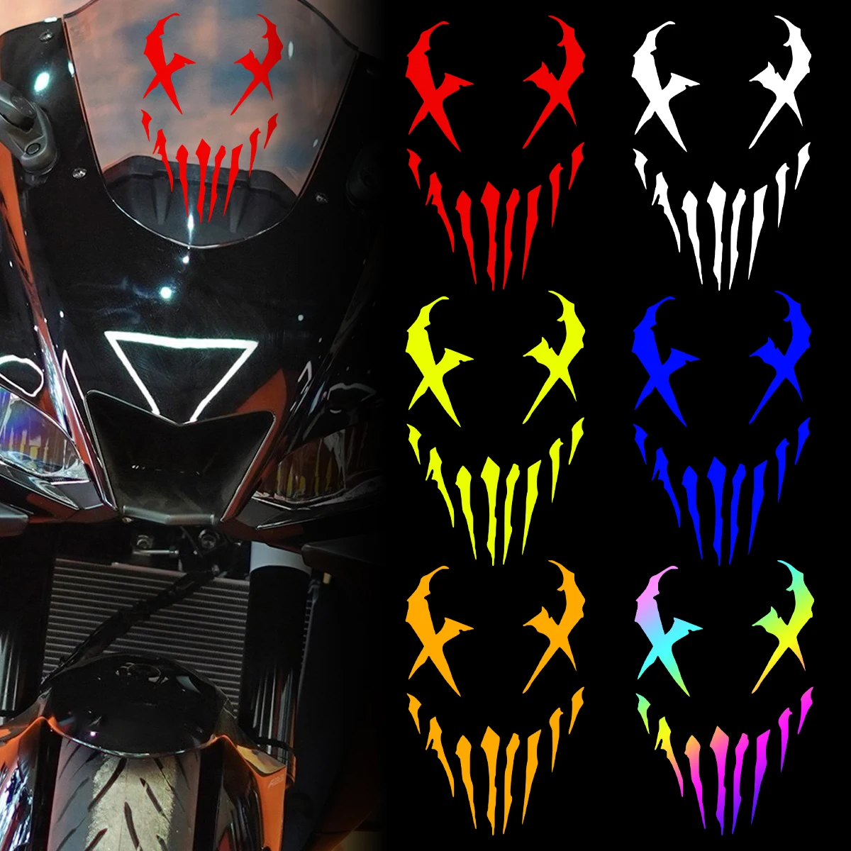Reflective Motorcycle Decals Devil Pattern Moto Body Windshield Helmet Decal Accessories For Honda CB650R CBR XADV PCX Forza 125