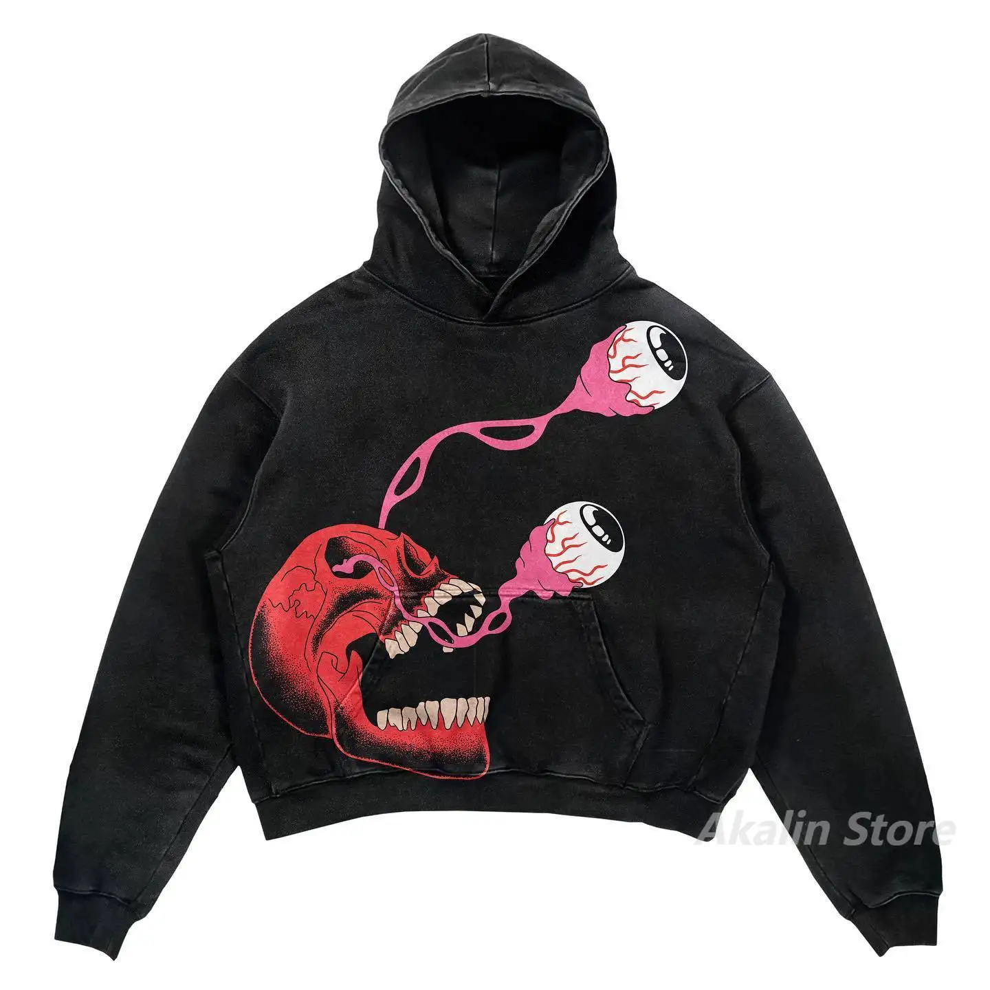 American skull print hoodies Women Oversized Tops Couples Sweatshirt Korean Goth grunge harajuku streetwear women Y2k Clothes