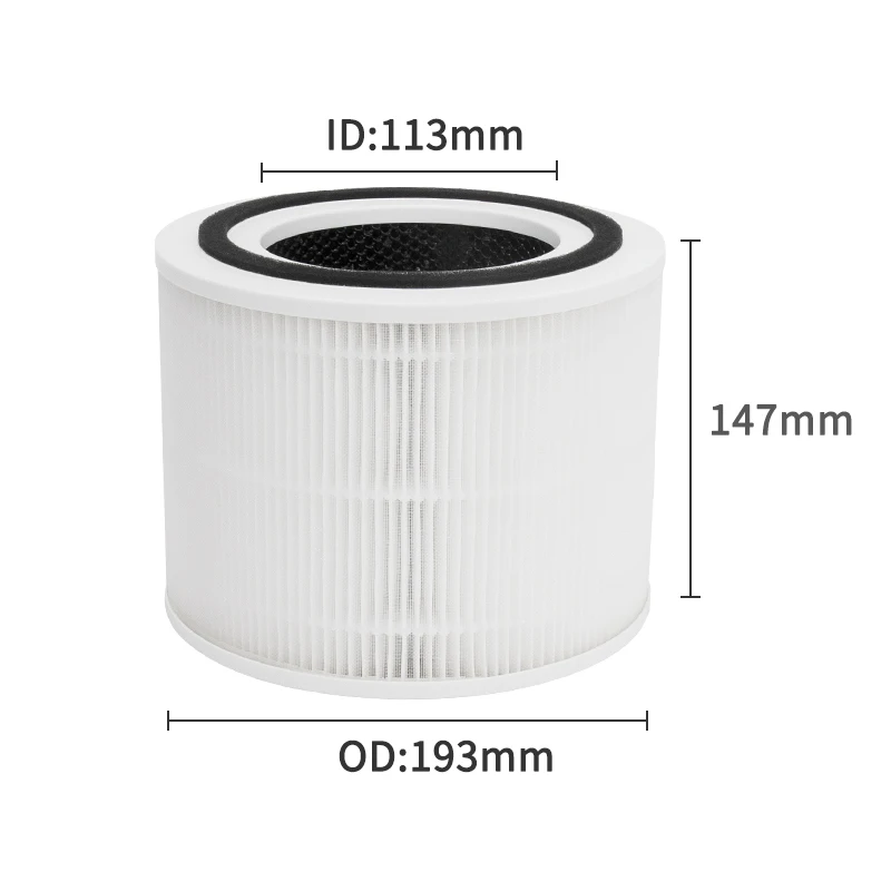 Air Purifier Filters Cylinder Filter Replacement For Levoit Core 300-RF H13 HEPA and Activated Carbon High-Efficiency Pre-Filter