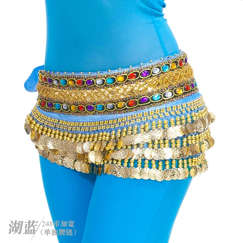 Dancer Color Diamond belly dance Waist Chain girl Indian dance Performance Costume Waist Scarf Belt top danse orientale