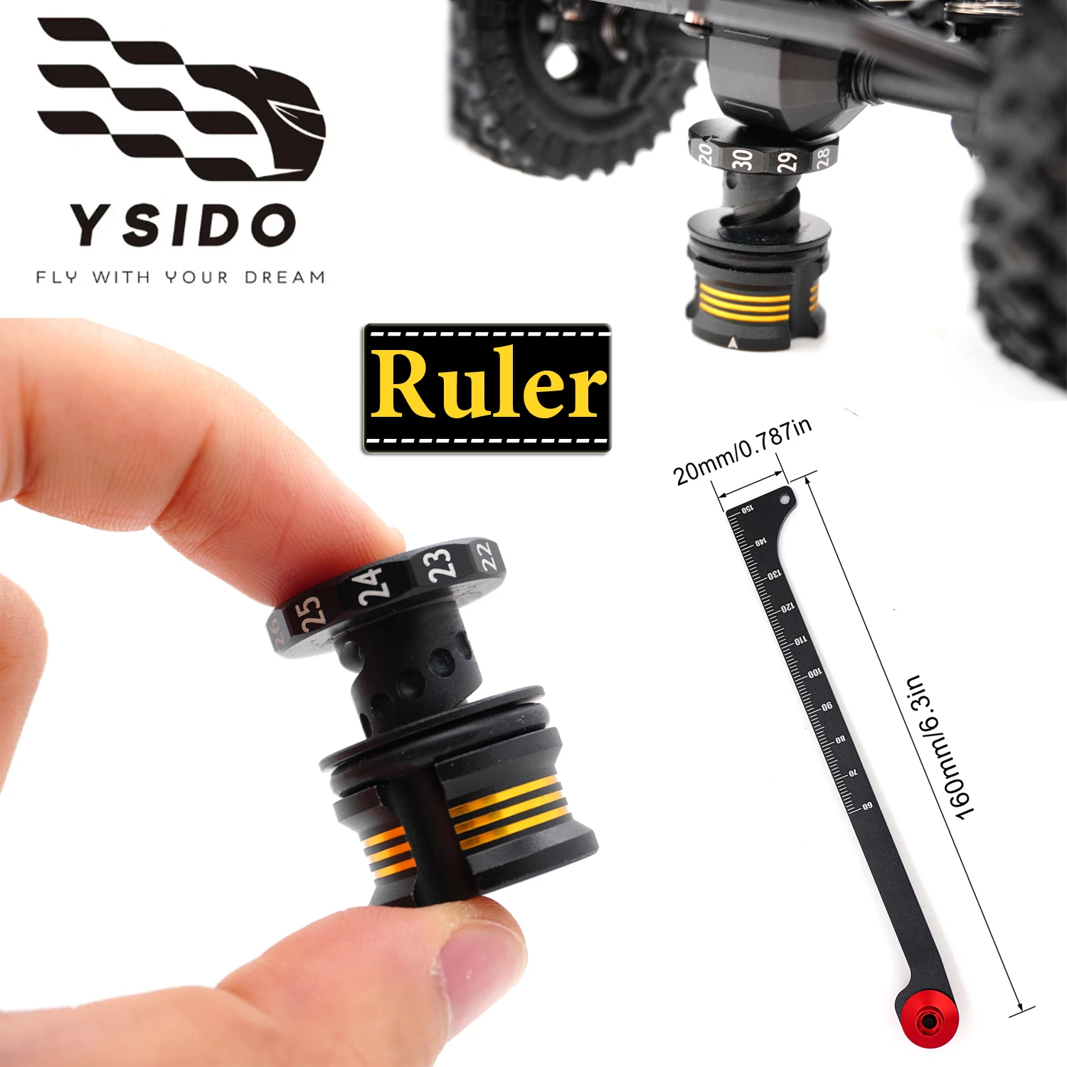 

RC Tool Adjustable Ride Height Gauge Shock Absorber Travel Measuring Ruler for 1:8 1:10 Arrma Traxxas Hpi Huanqi727 Axial Scx10
