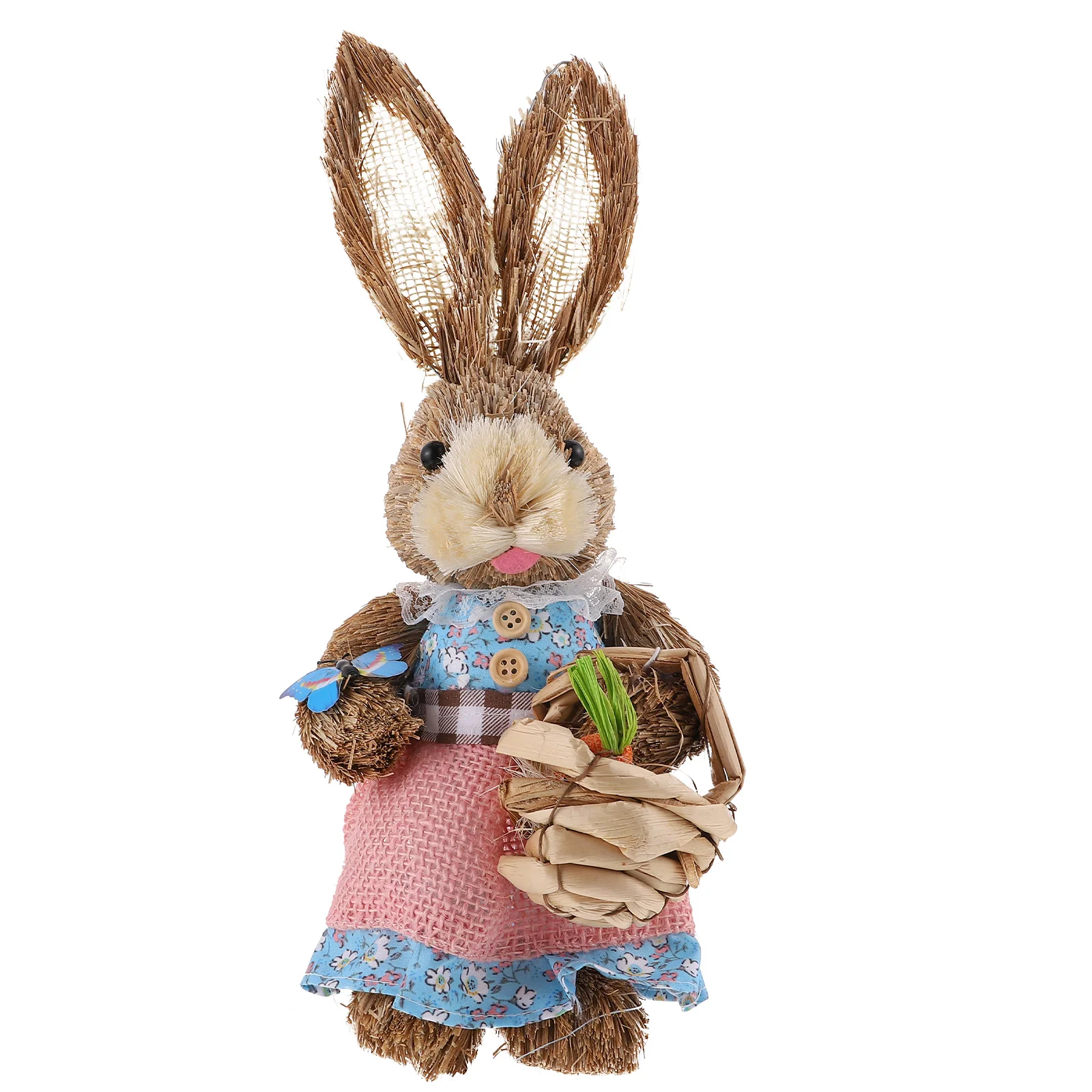 

Decoration Easter Bunny Statue Straw and Cloth Crafted Tasteful Gift Home Interior Decor Festive Easter Party Decoration