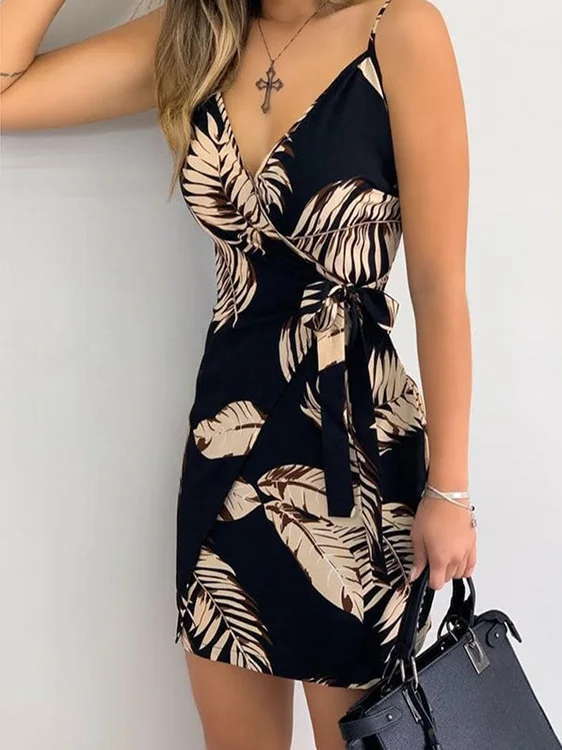 Sexy Printed Lace up Vne Csole Skirt High Waist Strapl Dr Street Sle Knitted Polyester Summer Faion for Women