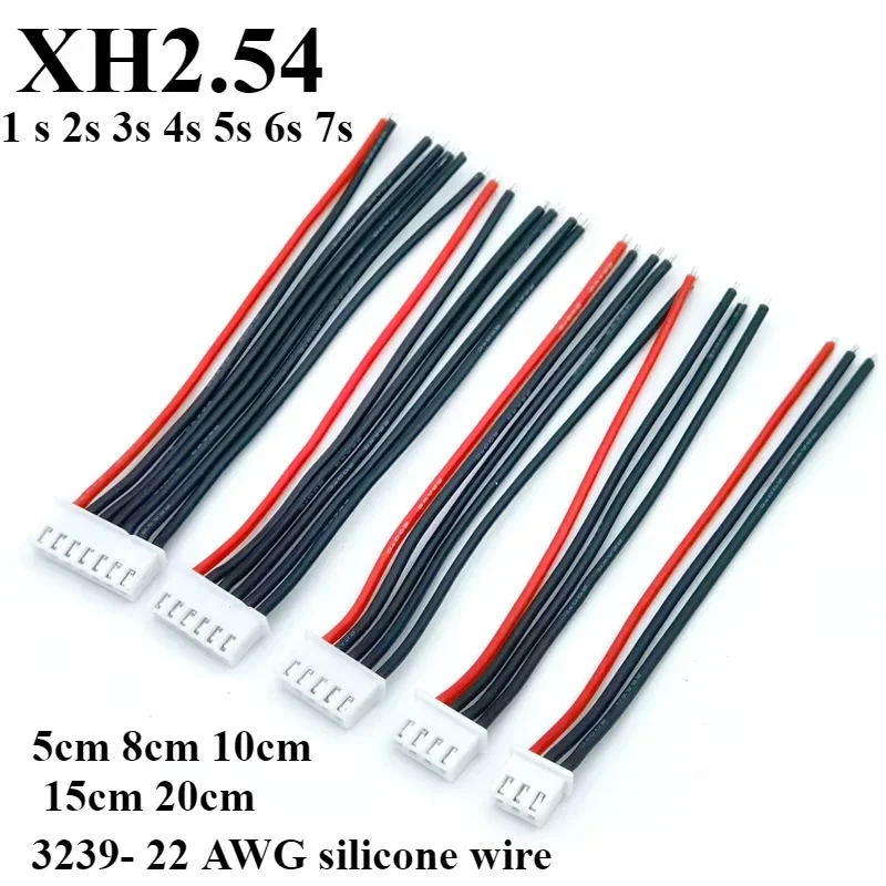 5Pcs JST XH XH2.54 1s 2s 3s 4s 5s 6s 7s Battery Charger Plug Cable Connector 5cm 8cm 10cm 15cm 20cm 3239-22AWG Silicone Wire