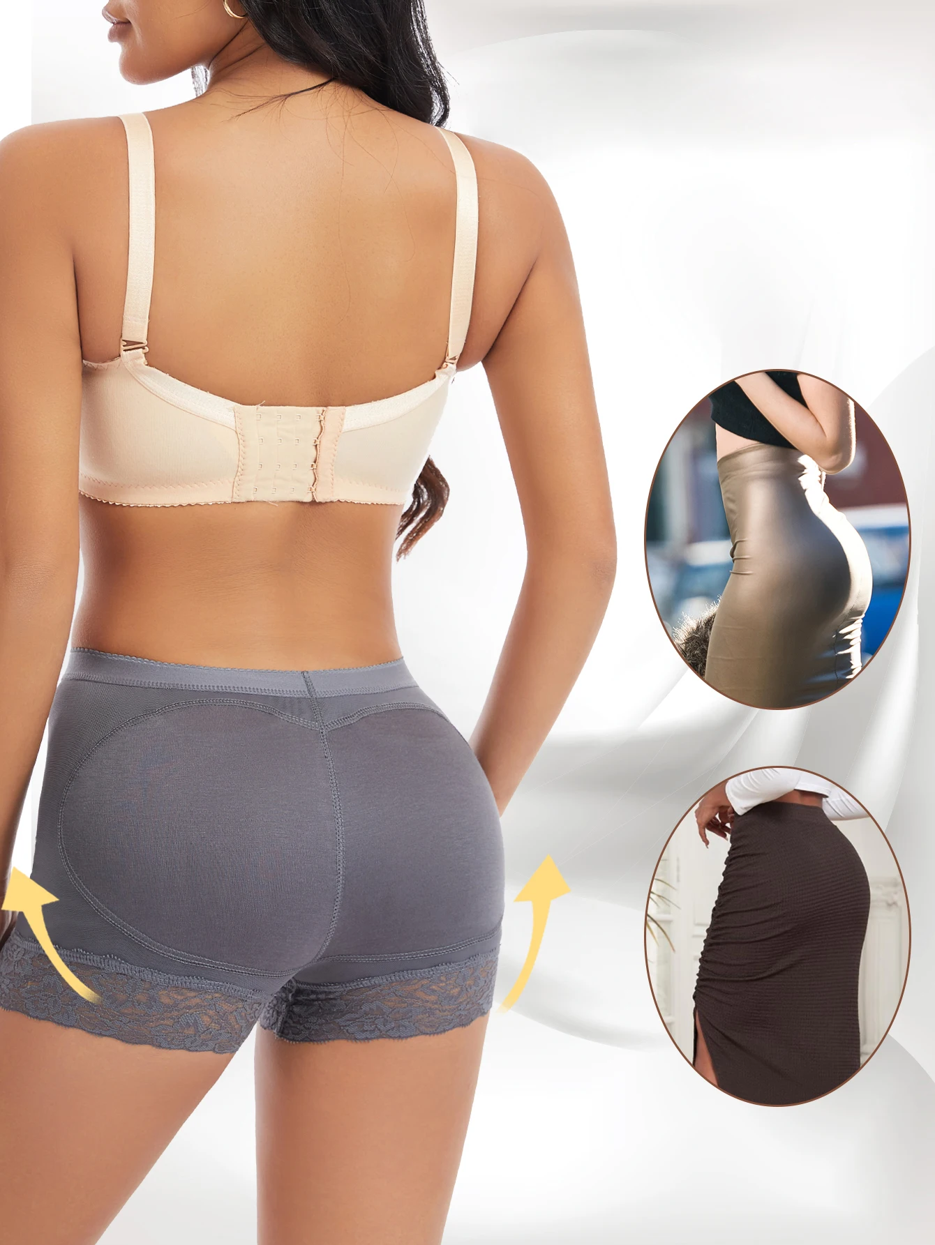 5 قطعة النساء بعقب رافع اللباس الداخلي وهمية الأرداف محدد شكل الجسم مبطن اللباس الداخلي سيدة رفع بوم عالية الخصر البطن تحكم الورك سراويل